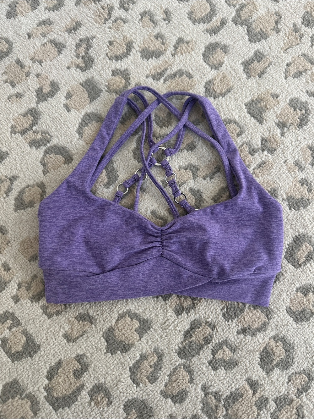 Bombshell Heathered Purple Strappy Sports Bra